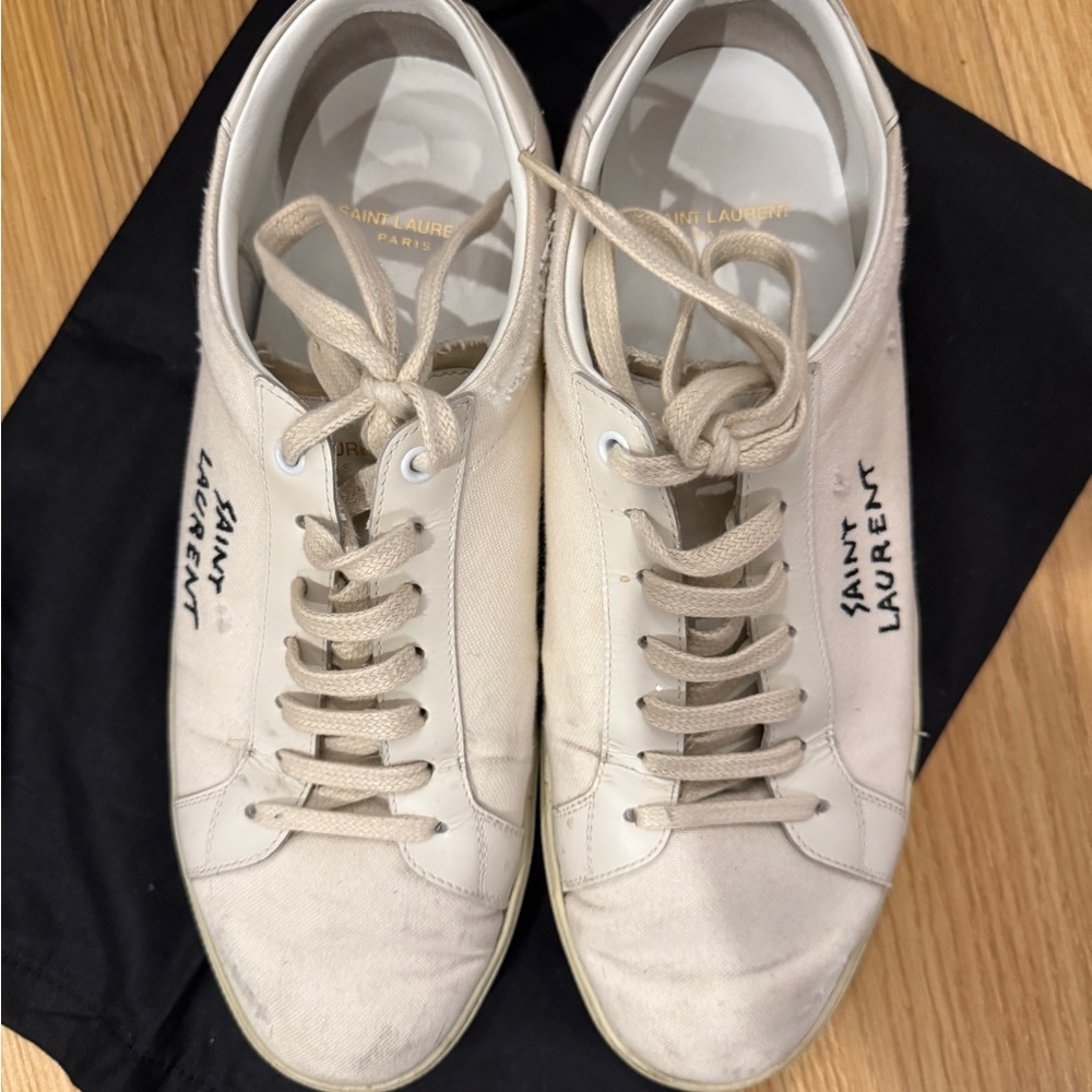 Saint Laurent neutral canvas Sneakers